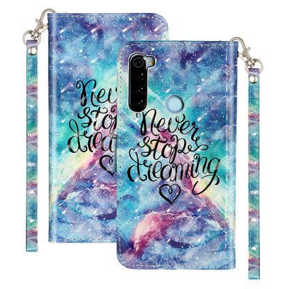 Light Spot Decor Pattern Printing Shell Wallet Stand Leather Cover for Xiaomi Redmi Note 8T