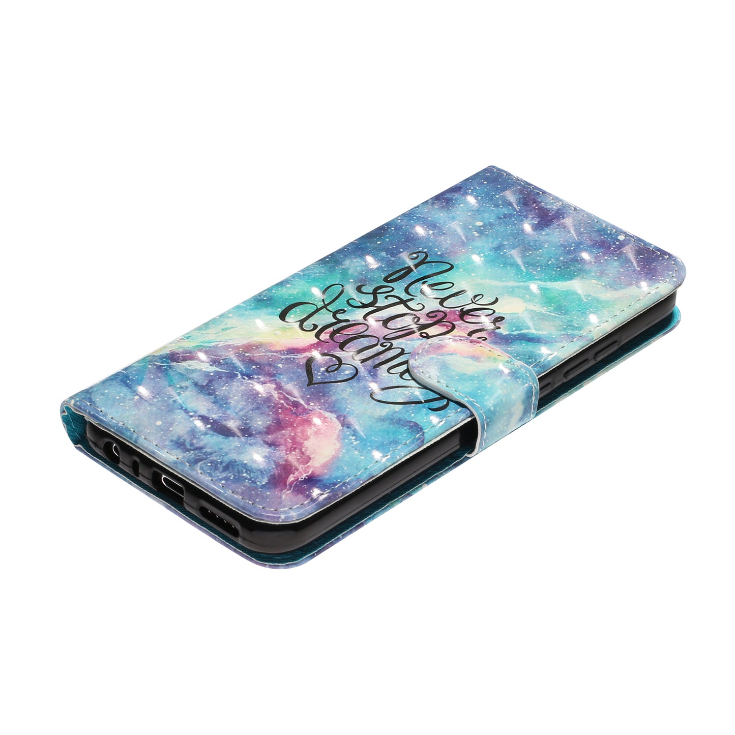 Light Spot Decor Pattern Printing Shell Wallet Stand Leather Cover for Xiaomi Redmi Note 8T