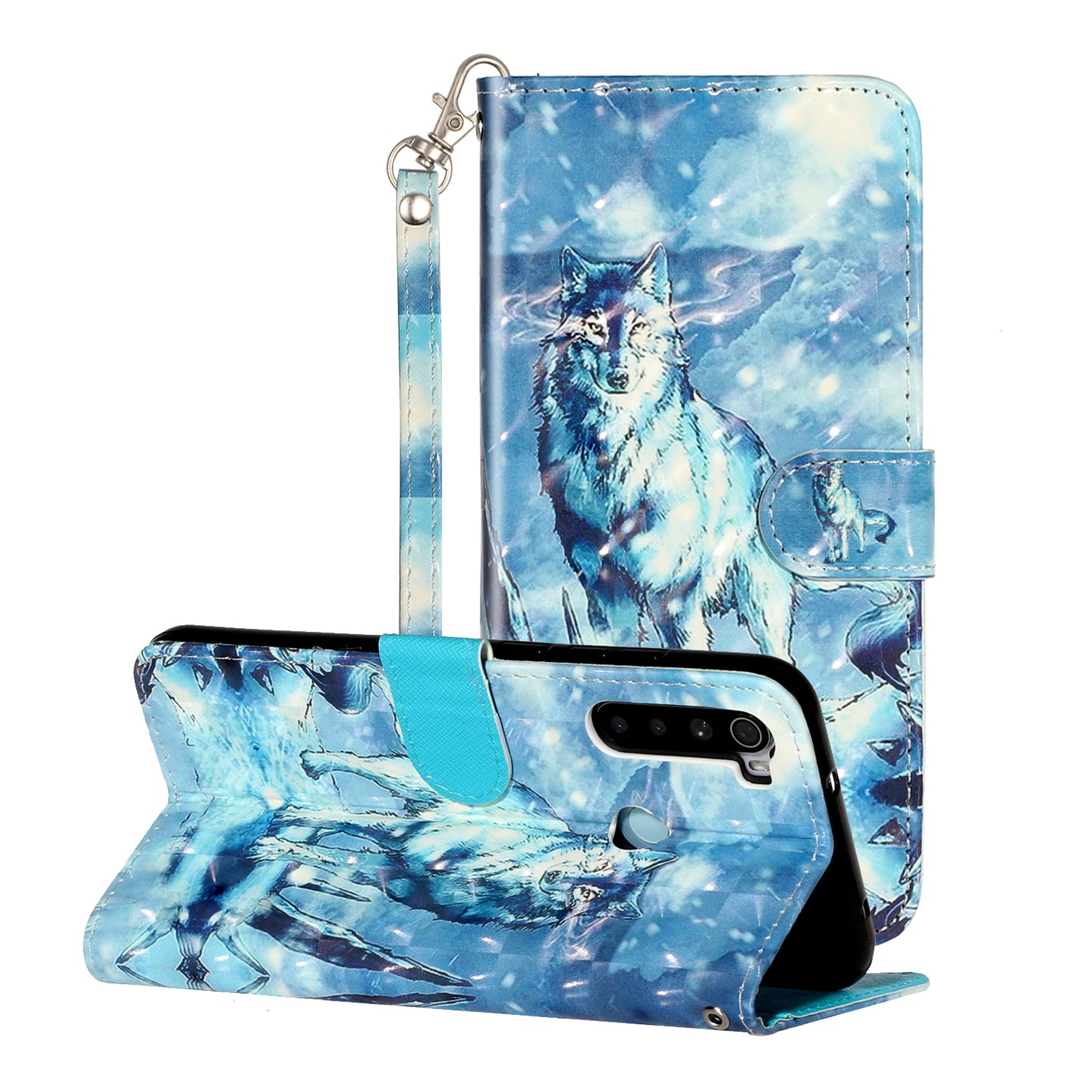 Light Spot Decor Pattern Printing Shell Wallet Stand Leather Cover for Xiaomi Redmi Note 8T