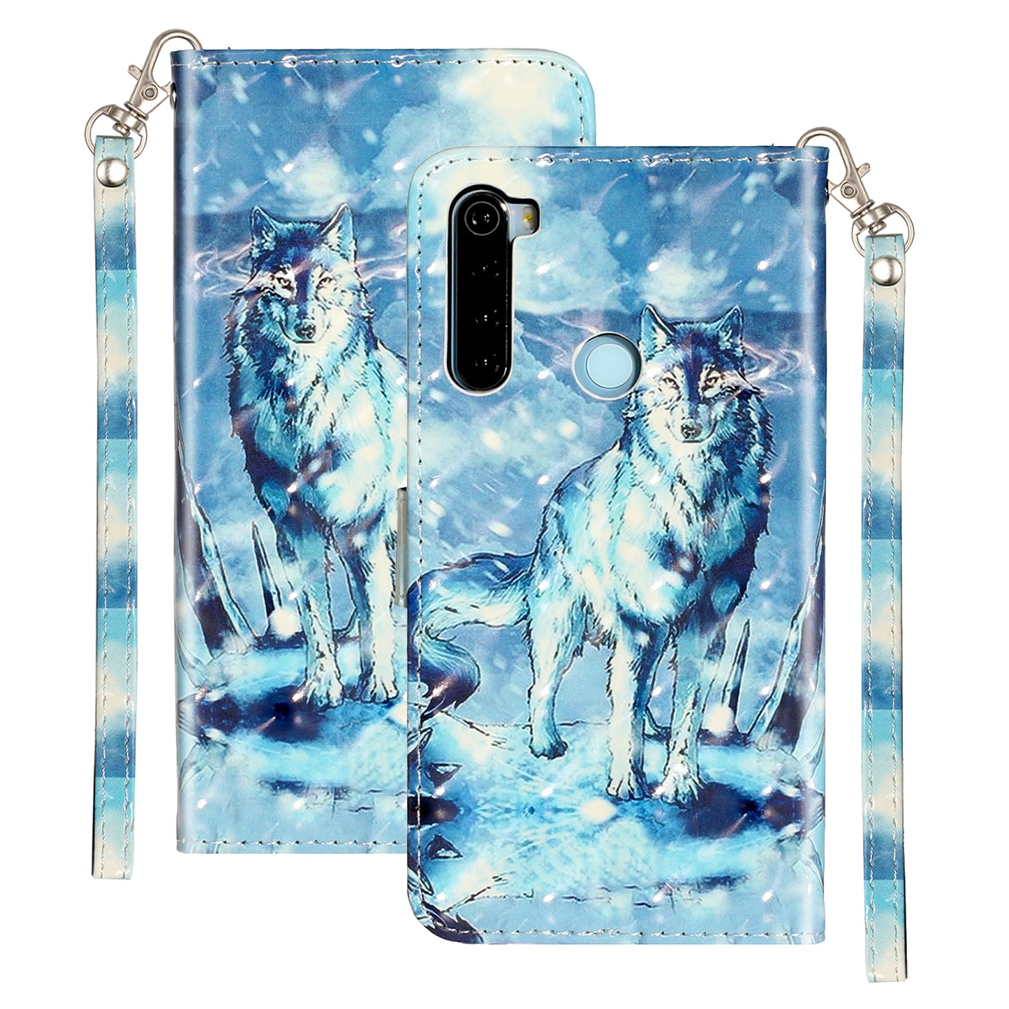 Light Spot Decor Pattern Printing Shell Wallet Stand Leather Cover for Xiaomi Redmi Note 8T