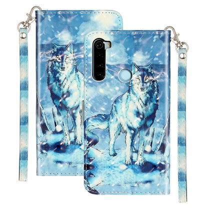 Light Spot Decor Pattern Printing Shell Wallet Stand Leather Cover for Xiaomi Redmi Note 8T