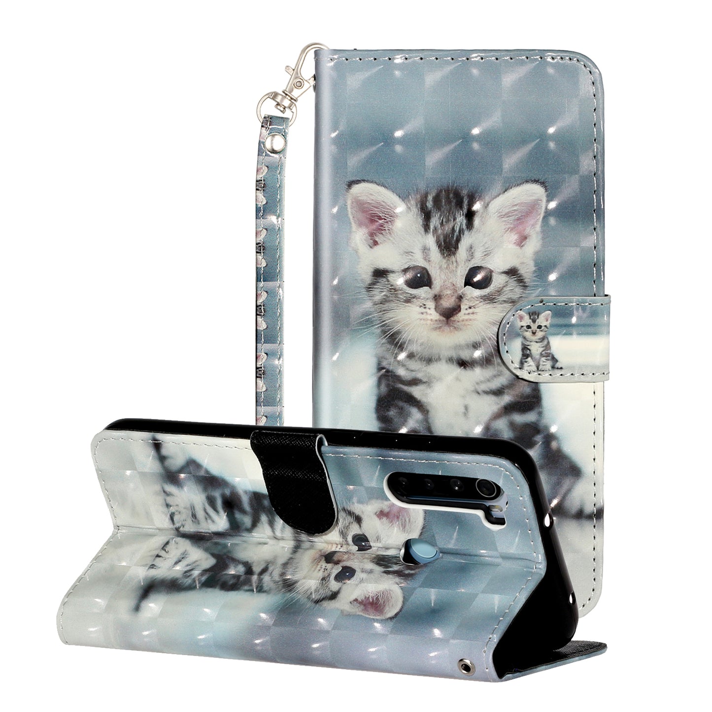 Light Spot Decor Pattern Printing Shell Wallet Stand Leather Cover for Xiaomi Redmi Note 8T
