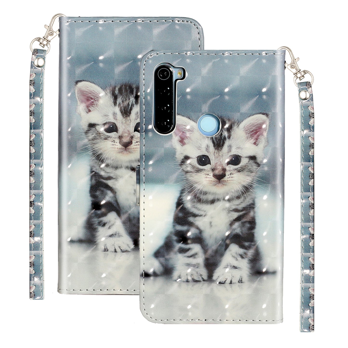 Light Spot Decor Pattern Printing Shell Wallet Stand Leather Cover for Xiaomi Redmi Note 8T