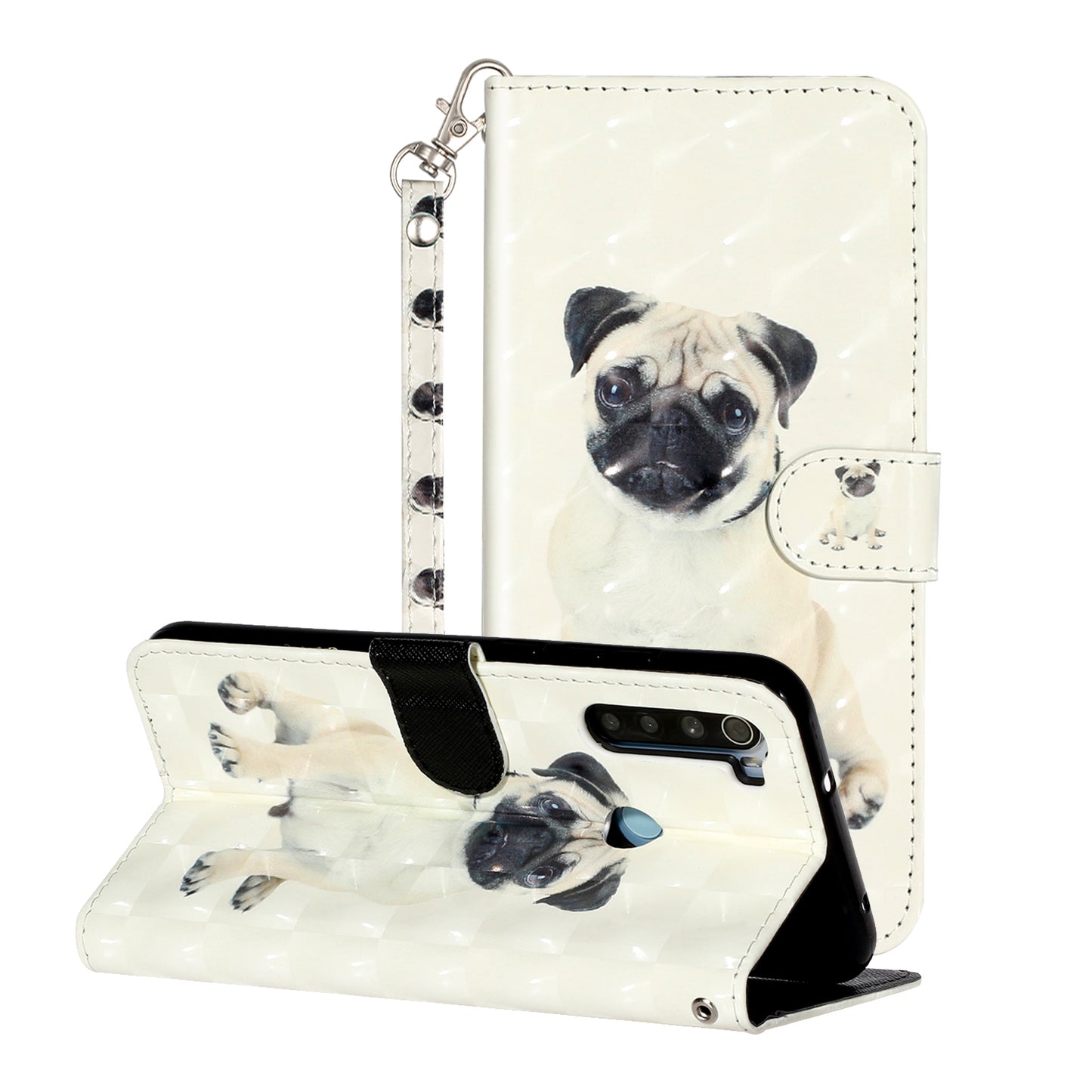 Light Spot Decor Pattern Printing Shell Wallet Stand Leather Cover for Xiaomi Redmi Note 8T