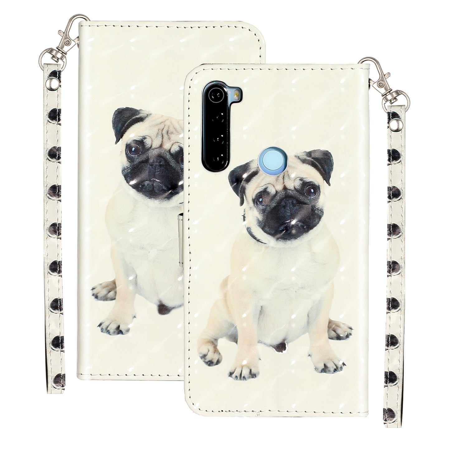 Light Spot Decor Pattern Printing Shell Wallet Stand Leather Cover for Xiaomi Redmi Note 8T