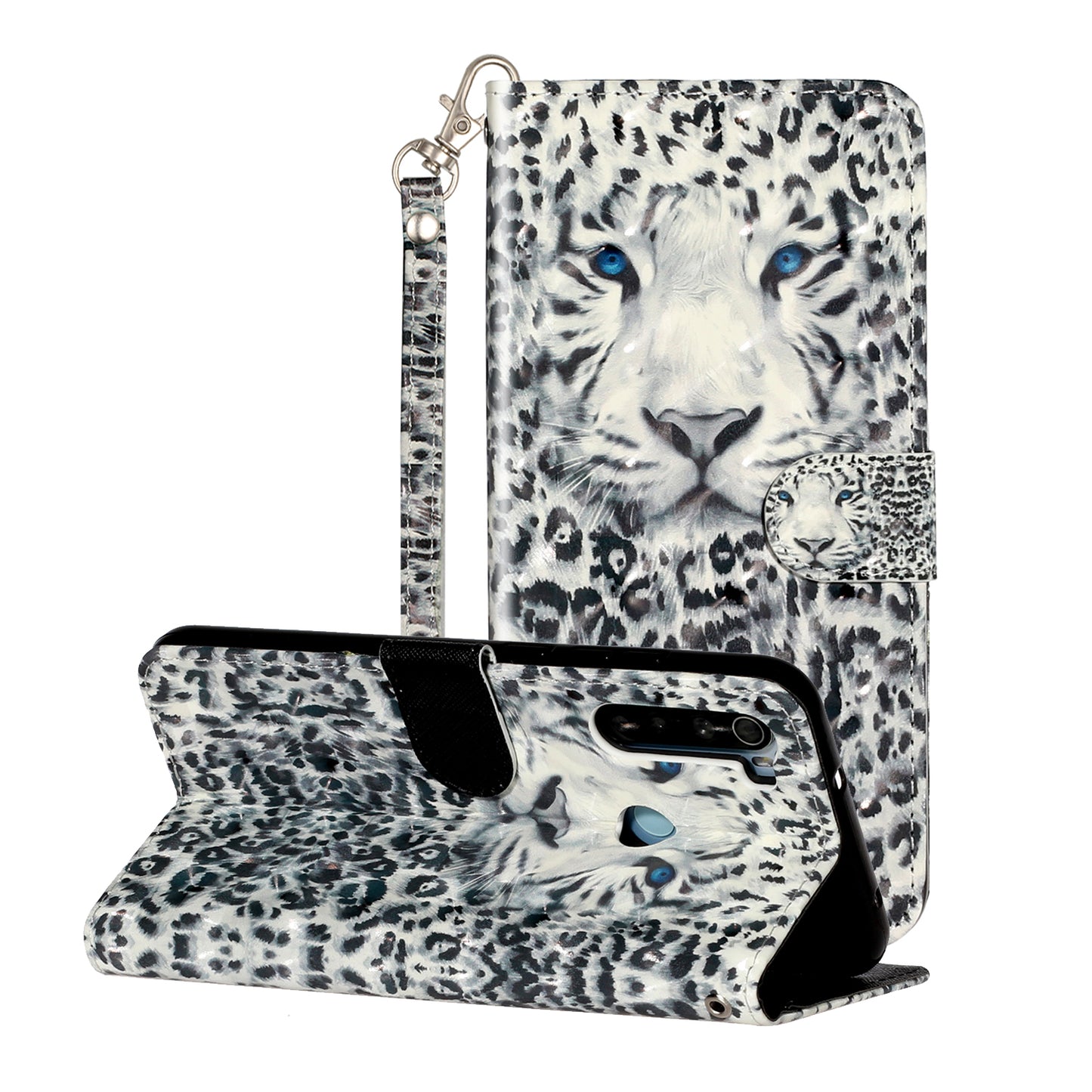 Light Spot Decor Pattern Printing Shell Wallet Stand Leather Cover for Xiaomi Redmi Note 8T