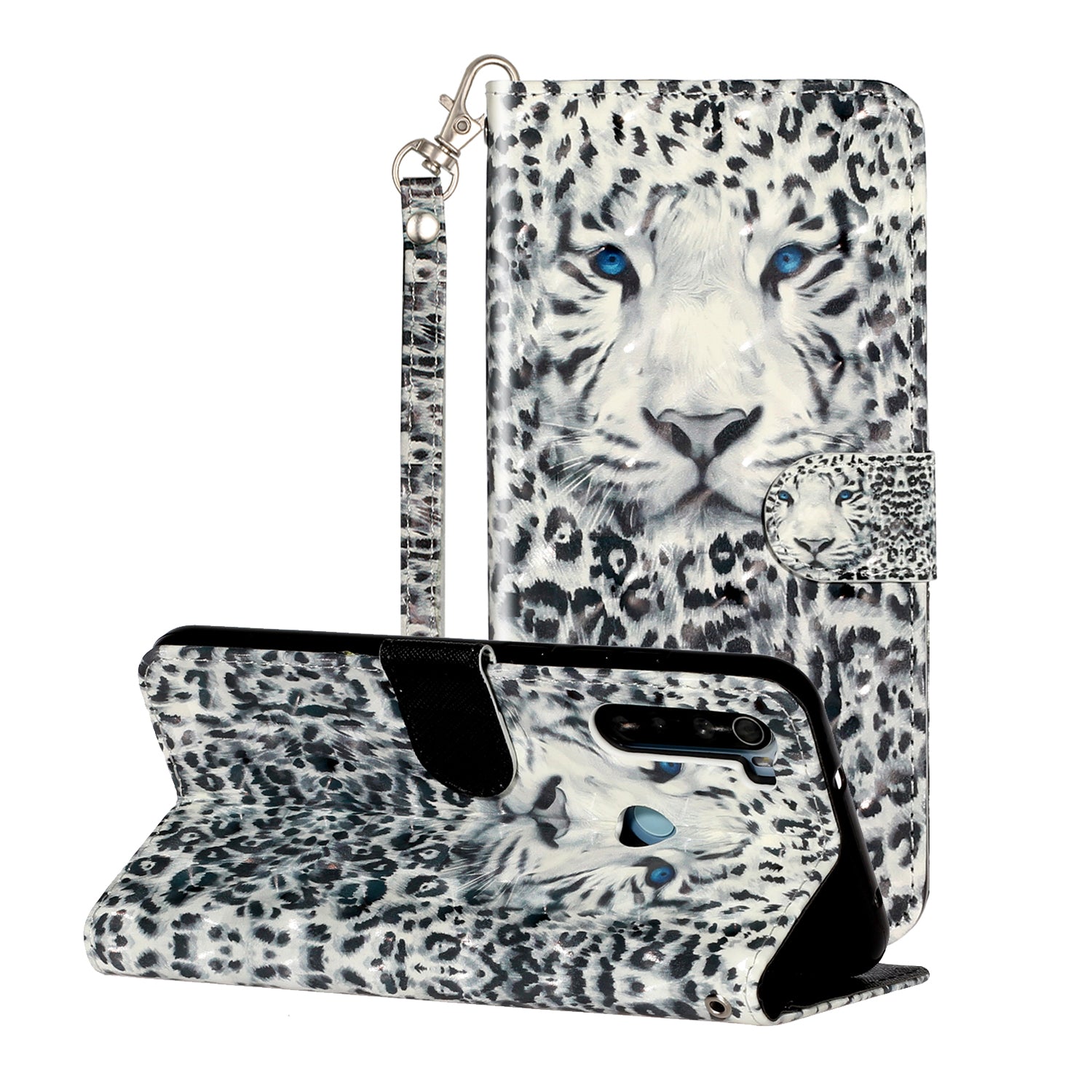 Light Spot Decor Pattern Printing Shell Wallet Stand Leather Cover for Xiaomi Redmi Note 8T