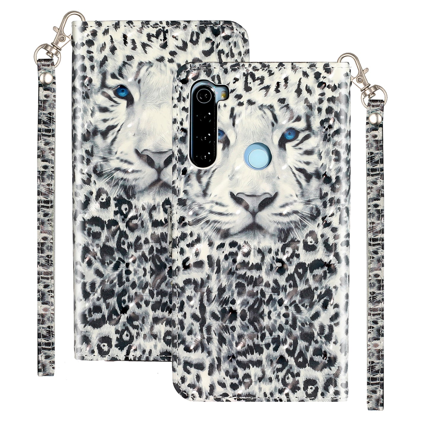 Light Spot Decor Pattern Printing Shell Wallet Stand Leather Cover for Xiaomi Redmi Note 8T