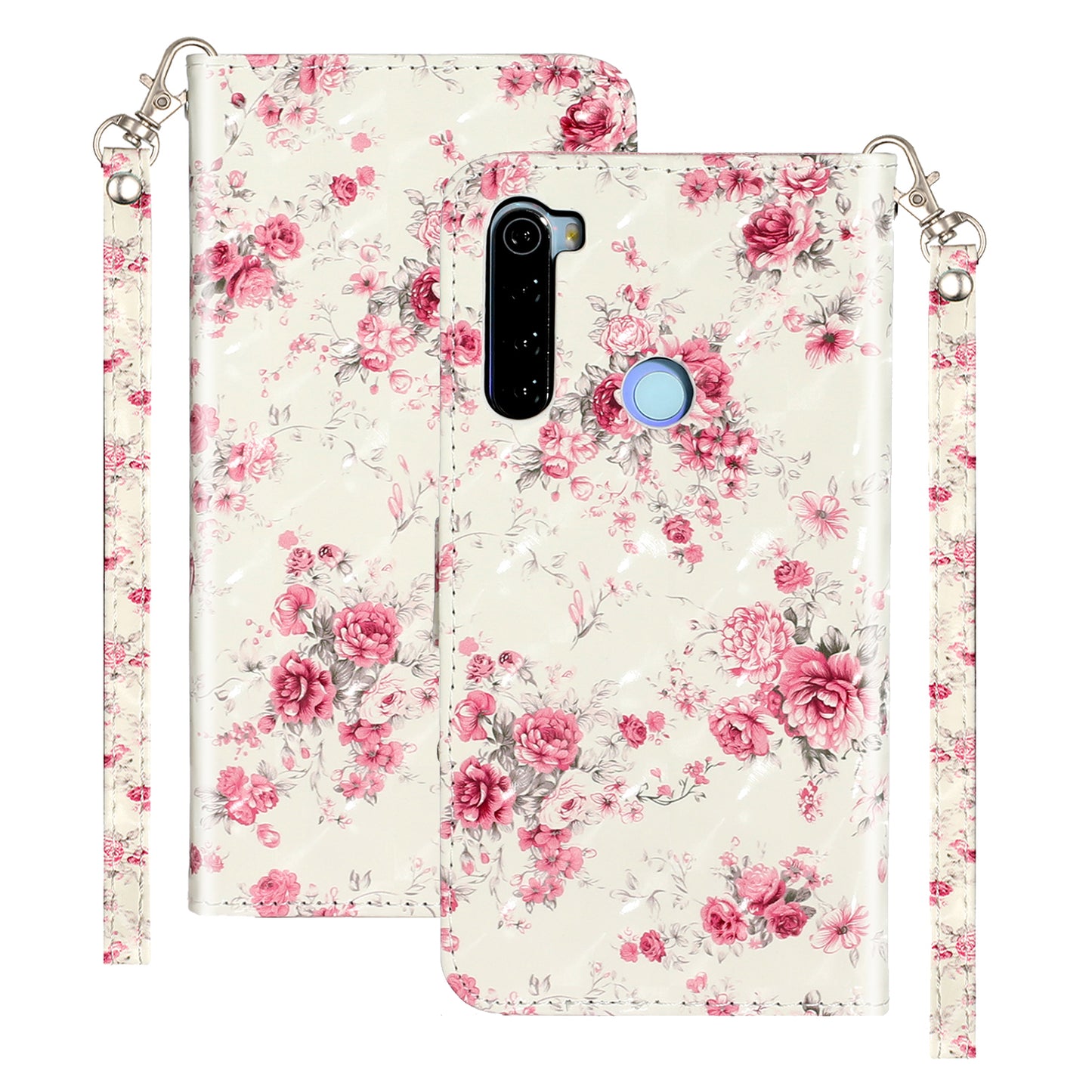 Light Spot Decor Pattern Printing Shell Wallet Stand Leather Cover for Xiaomi Redmi Note 8T