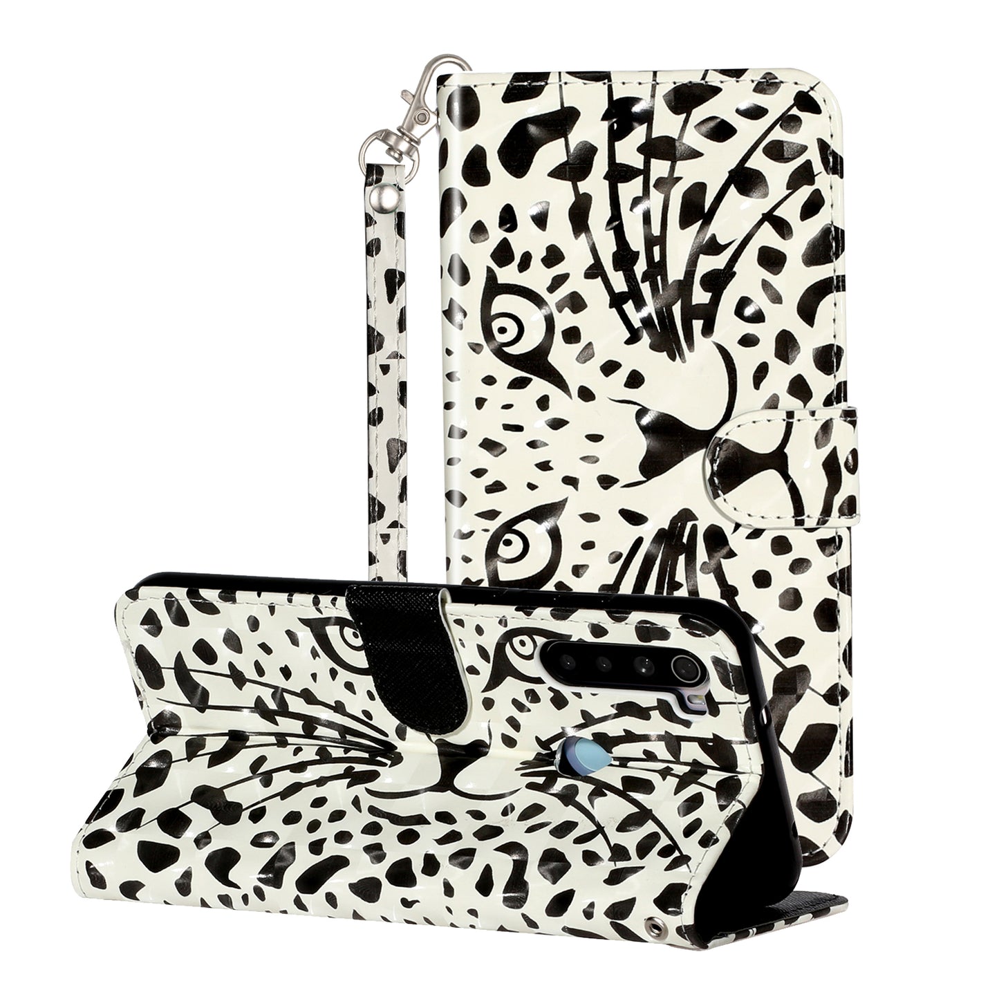 Light Spot Decor Pattern Printing Shell Wallet Stand Leather Cover for Xiaomi Redmi Note 8T
