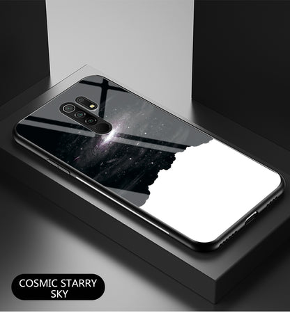 Starry Sky Tempered Glass + PC + TPU Combo Case Shell for Xiaomi Redmi 9