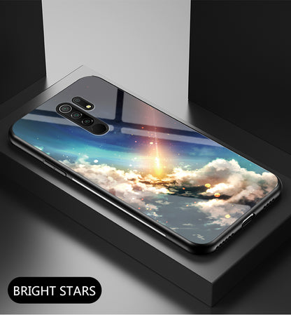 Starry Sky Tempered Glass + PC + TPU Combo Case Shell for Xiaomi Redmi 9