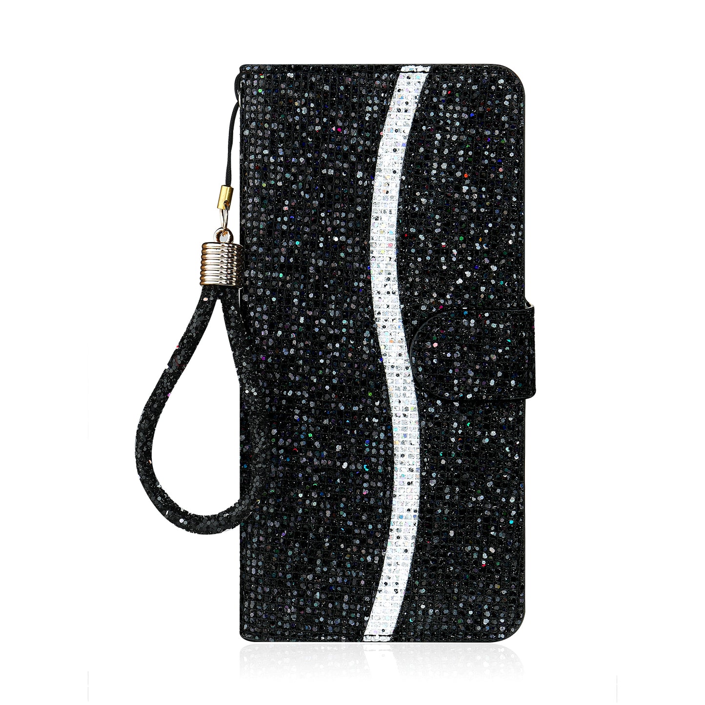 Phone Cover Glittery Powder Splicing Wallet Stand Leather Case for Xiaomi Redmi Note 8 Pro