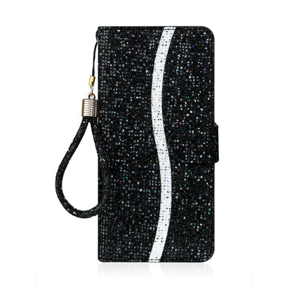 Phone Cover Glittery Powder Splicing Wallet Stand Leather Case for Xiaomi Redmi Note 8 Pro