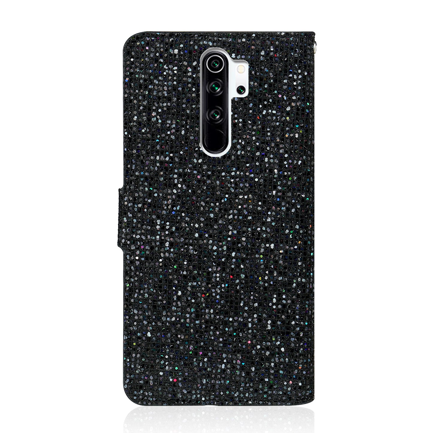Phone Cover Glittery Powder Splicing Wallet Stand Leather Case for Xiaomi Redmi Note 8 Pro