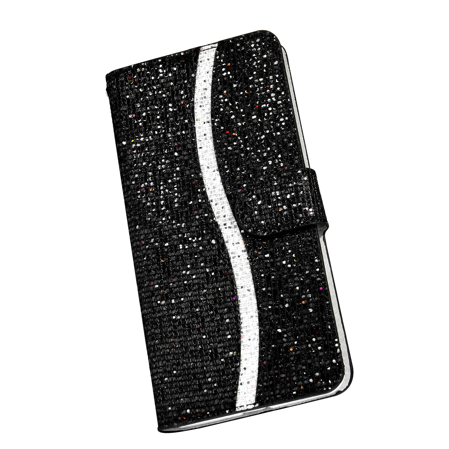 Phone Cover Glittery Powder Splicing Wallet Stand Leather Case for Xiaomi Redmi Note 8 Pro