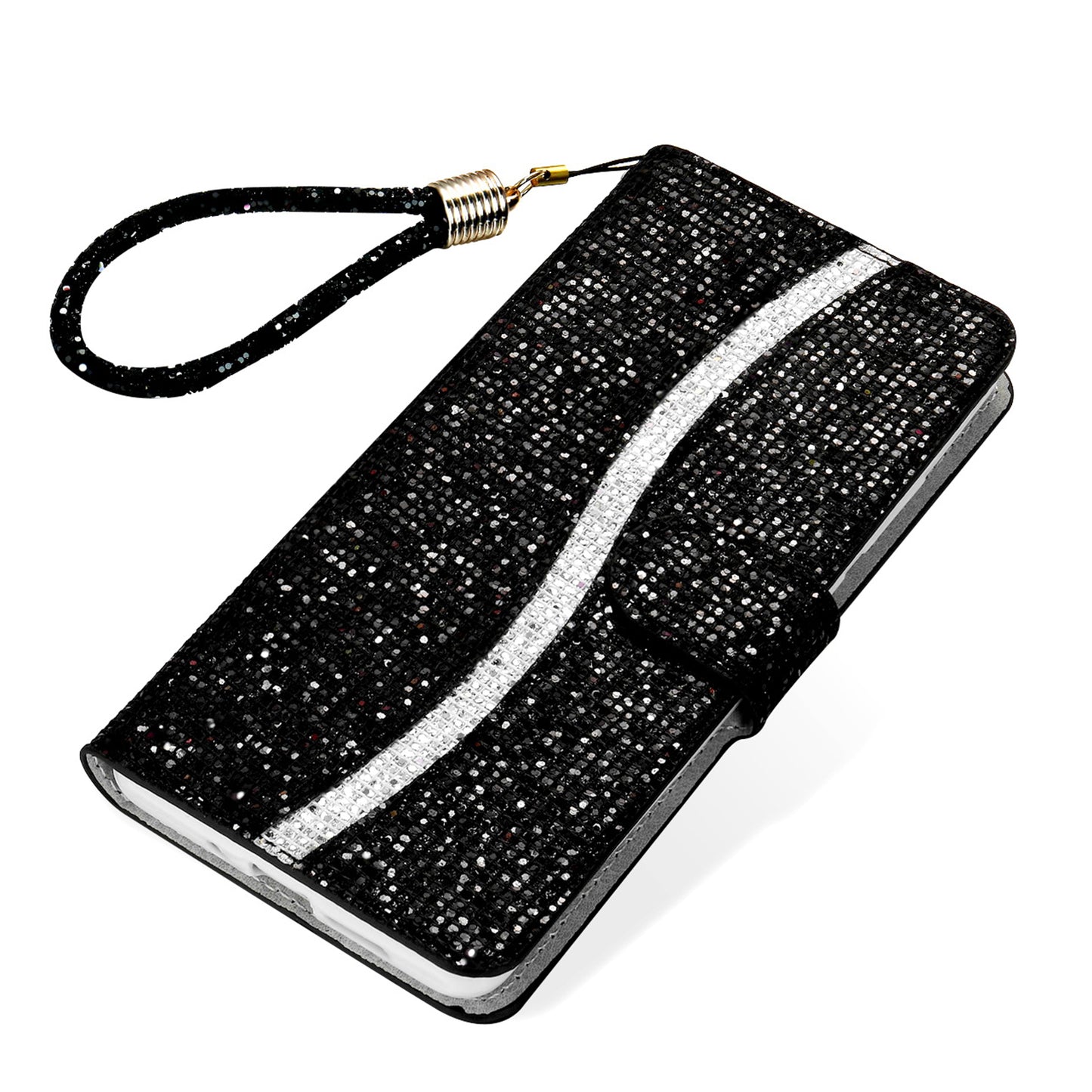 Phone Cover Glittery Powder Splicing Wallet Stand Leather Case for Xiaomi Redmi Note 8 Pro