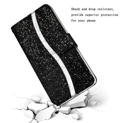 Phone Cover Glittery Powder Splicing Wallet Stand Leather Case for Xiaomi Redmi Note 8 Pro