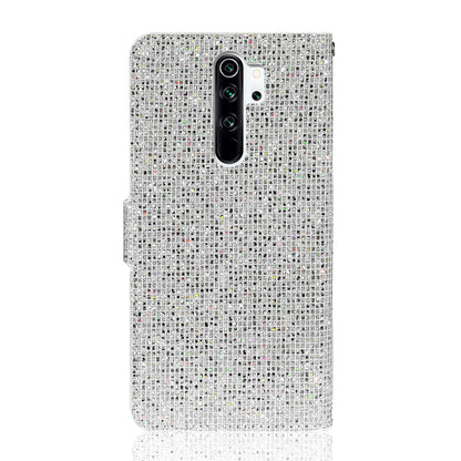 Phone Cover Glittery Powder Splicing Wallet Stand Leather Case for Xiaomi Redmi Note 8 Pro
