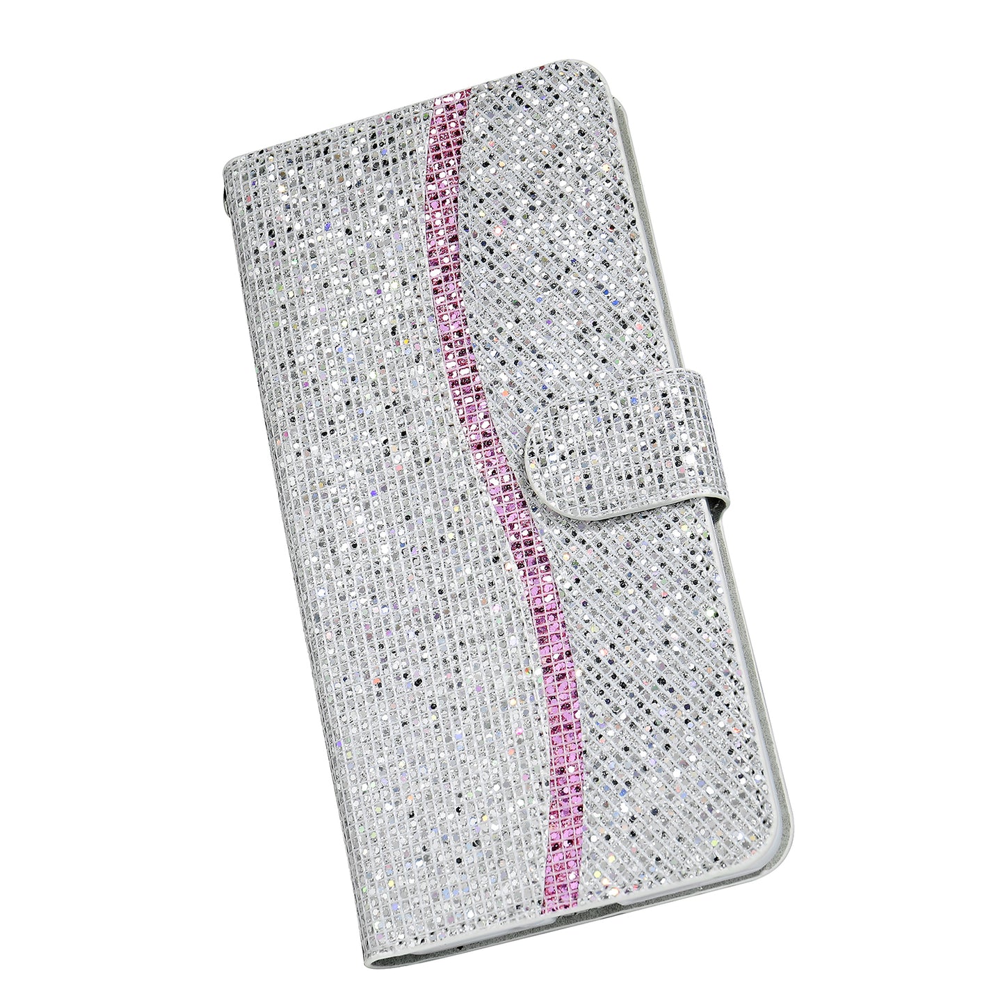 Phone Cover Glittery Powder Splicing Wallet Stand Leather Case for Xiaomi Redmi Note 8 Pro