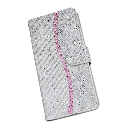 Phone Cover Glittery Powder Splicing Wallet Stand Leather Case for Xiaomi Redmi Note 8 Pro