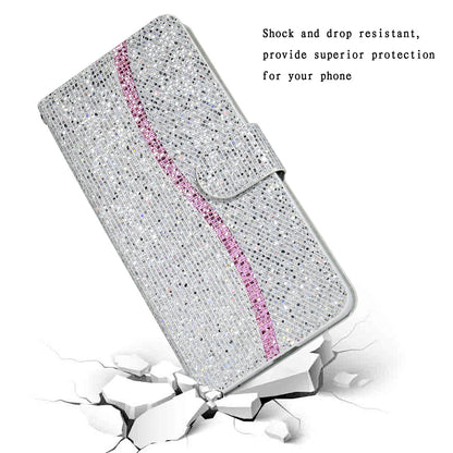 Phone Cover Glittery Powder Splicing Wallet Stand Leather Case for Xiaomi Redmi Note 8 Pro