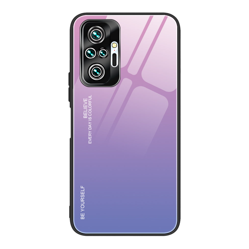 Gradient Tempered Glass Cell Phone Cover TPU Frame Back Case for Xiaomi Redmi Note 10 Pro/Note 10 Pro Max