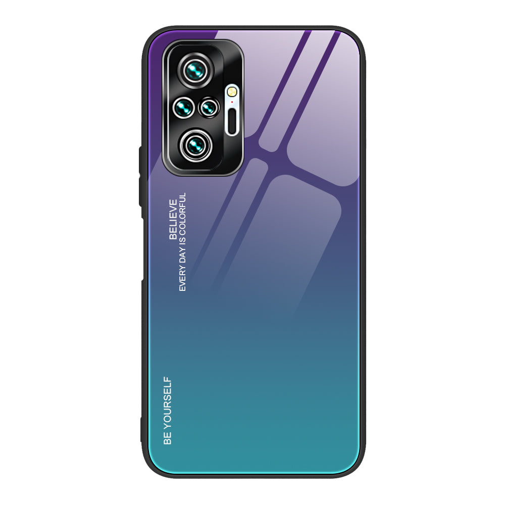 Gradient Tempered Glass Cell Phone Cover TPU Frame Back Case for Xiaomi Redmi Note 10 Pro/Note 10 Pro Max