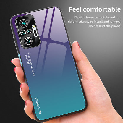 Gradient Tempered Glass Cell Phone Cover TPU Frame Back Case for Xiaomi Redmi Note 10 Pro/Note 10 Pro Max