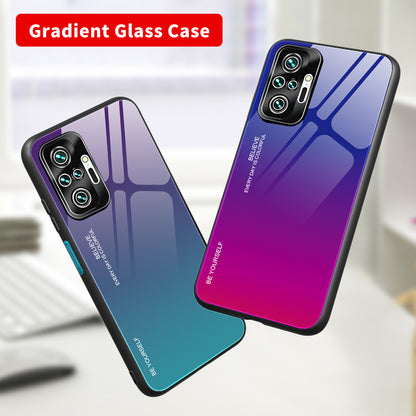 Gradient Tempered Glass Cell Phone Cover TPU Frame Back Case for Xiaomi Redmi Note 10 Pro/Note 10 Pro Max
