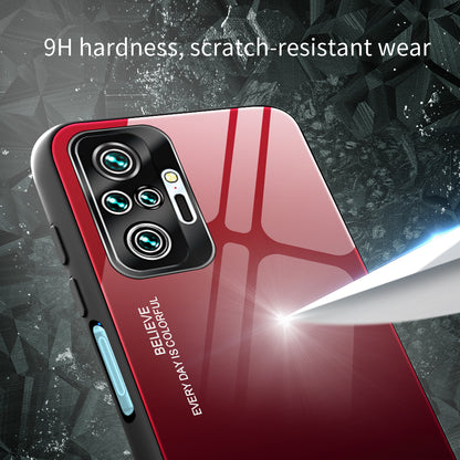 Gradient Tempered Glass Cell Phone Cover TPU Frame Back Case for Xiaomi Redmi Note 10 Pro/Note 10 Pro Max