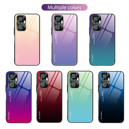 Gradient Tempered Glass Cell Phone Cover TPU Frame Back Case for Xiaomi Redmi Note 10 Pro/Note 10 Pro Max