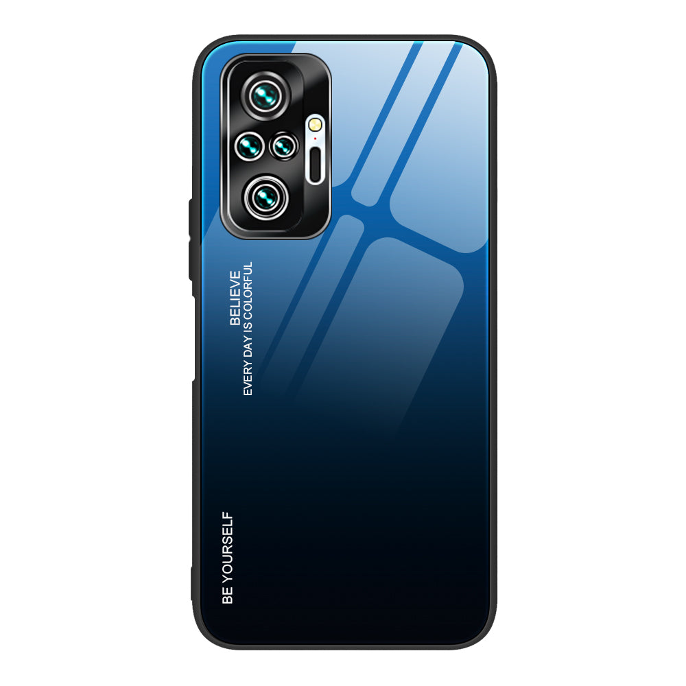 Gradient Tempered Glass Cell Phone Cover TPU Frame Back Case for Xiaomi Redmi Note 10 Pro/Note 10 Pro Max