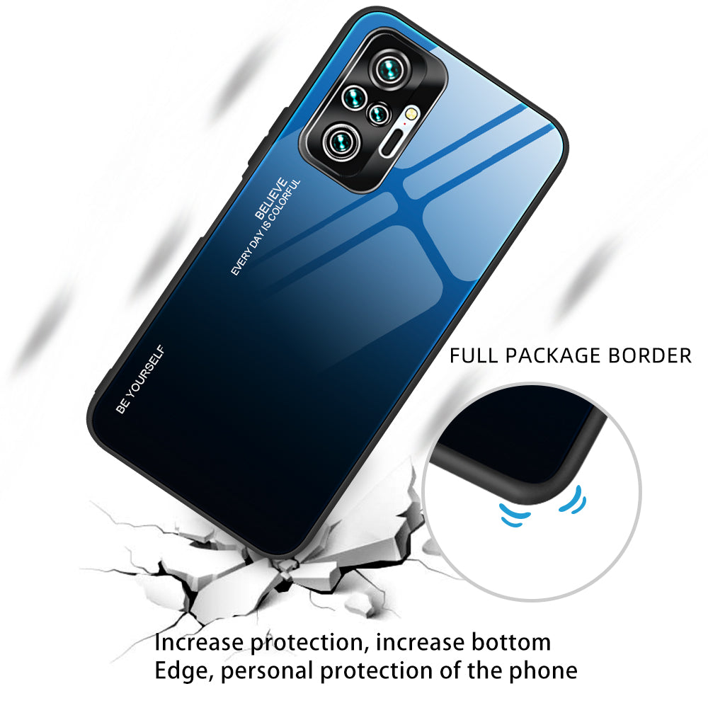 Gradient Tempered Glass Cell Phone Cover TPU Frame Back Case for Xiaomi Redmi Note 10 Pro/Note 10 Pro Max