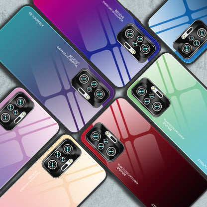 Gradient Tempered Glass Cell Phone Cover TPU Frame Back Case for Xiaomi Redmi Note 10 Pro/Note 10 Pro Max