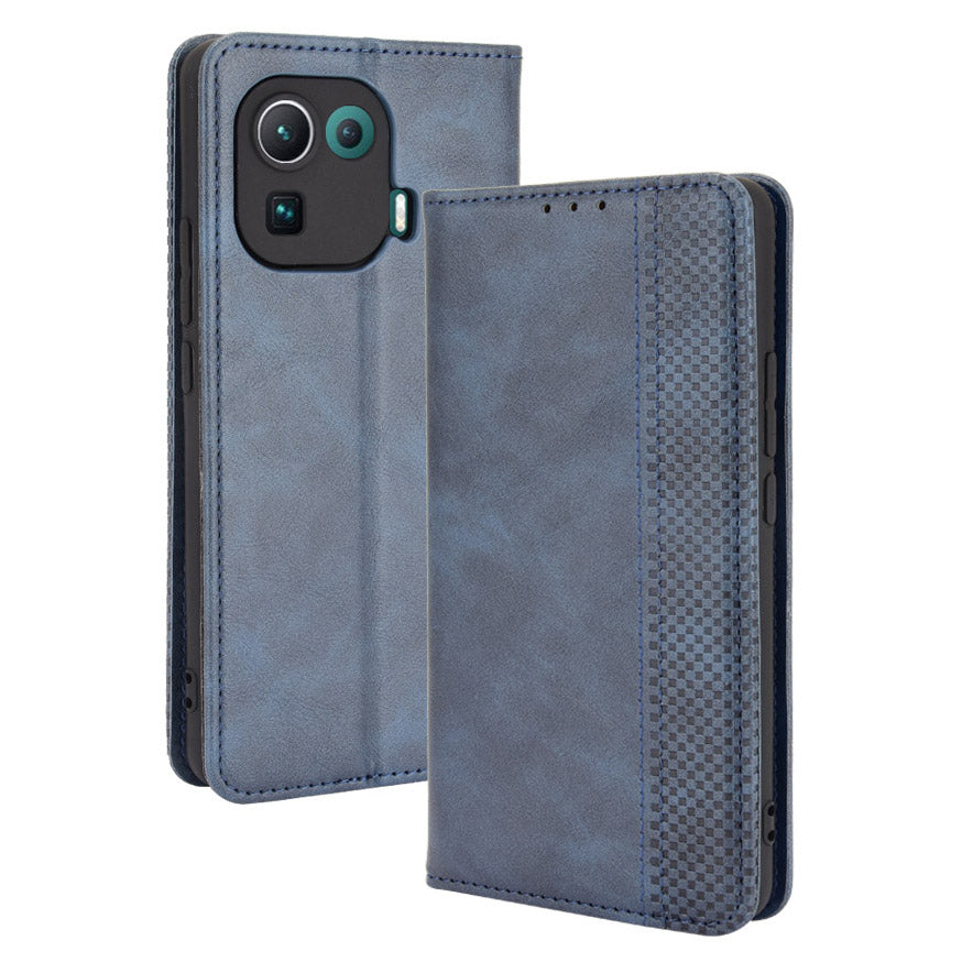 Vintage Style Phone Case Wallet Stand Magnetic Closure Leather Cover for Xiaomi Mi 11 Pro