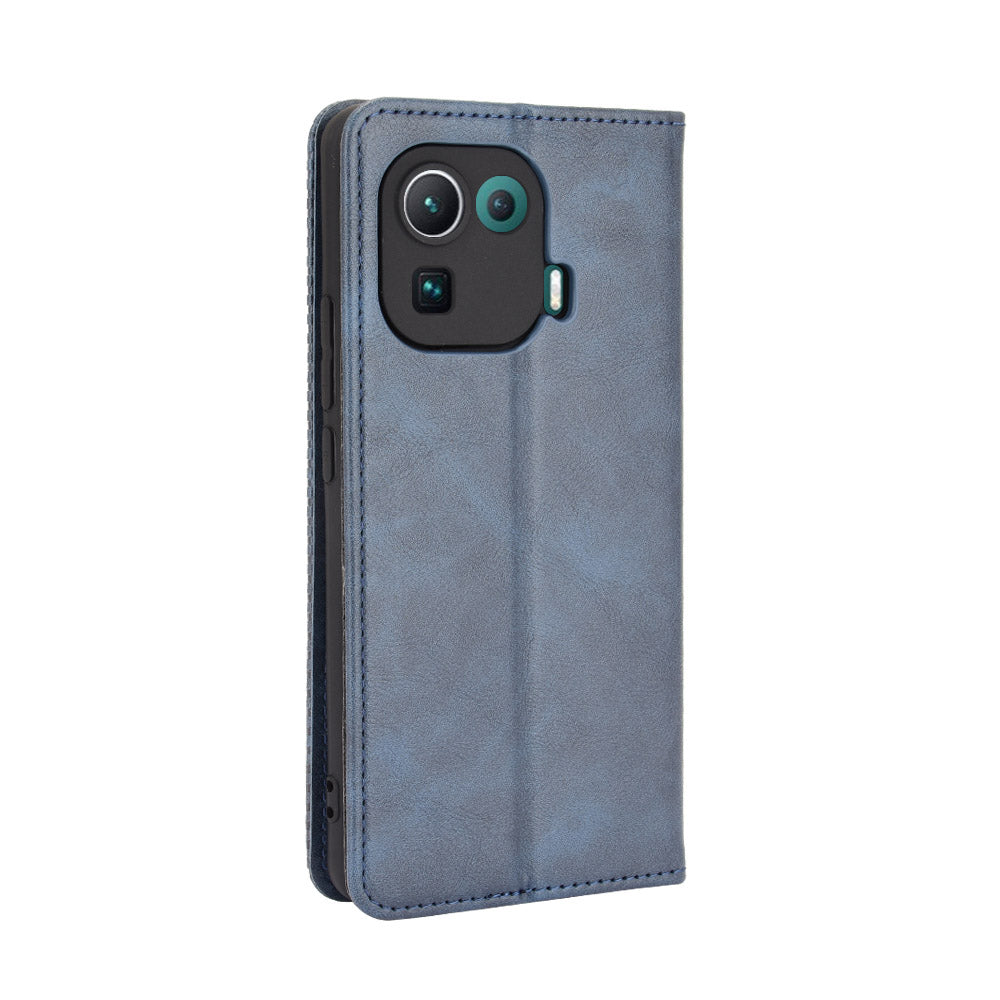 Vintage Style Phone Case Wallet Stand Magnetic Closure Leather Cover for Xiaomi Mi 11 Pro