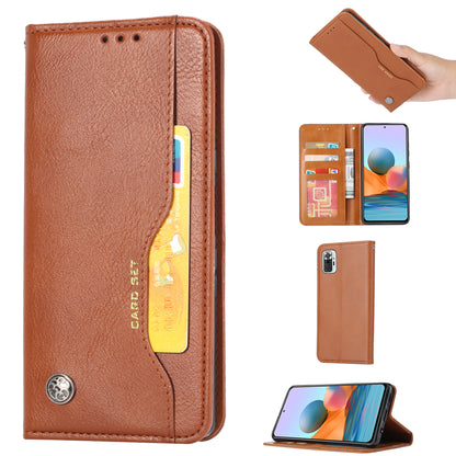 Wallet Stand Auto-absorbed Leather Protector Phone Cover for Xiaomi Redmi Note 10 4G / Redmi Note 10S / Poco M5s 4G