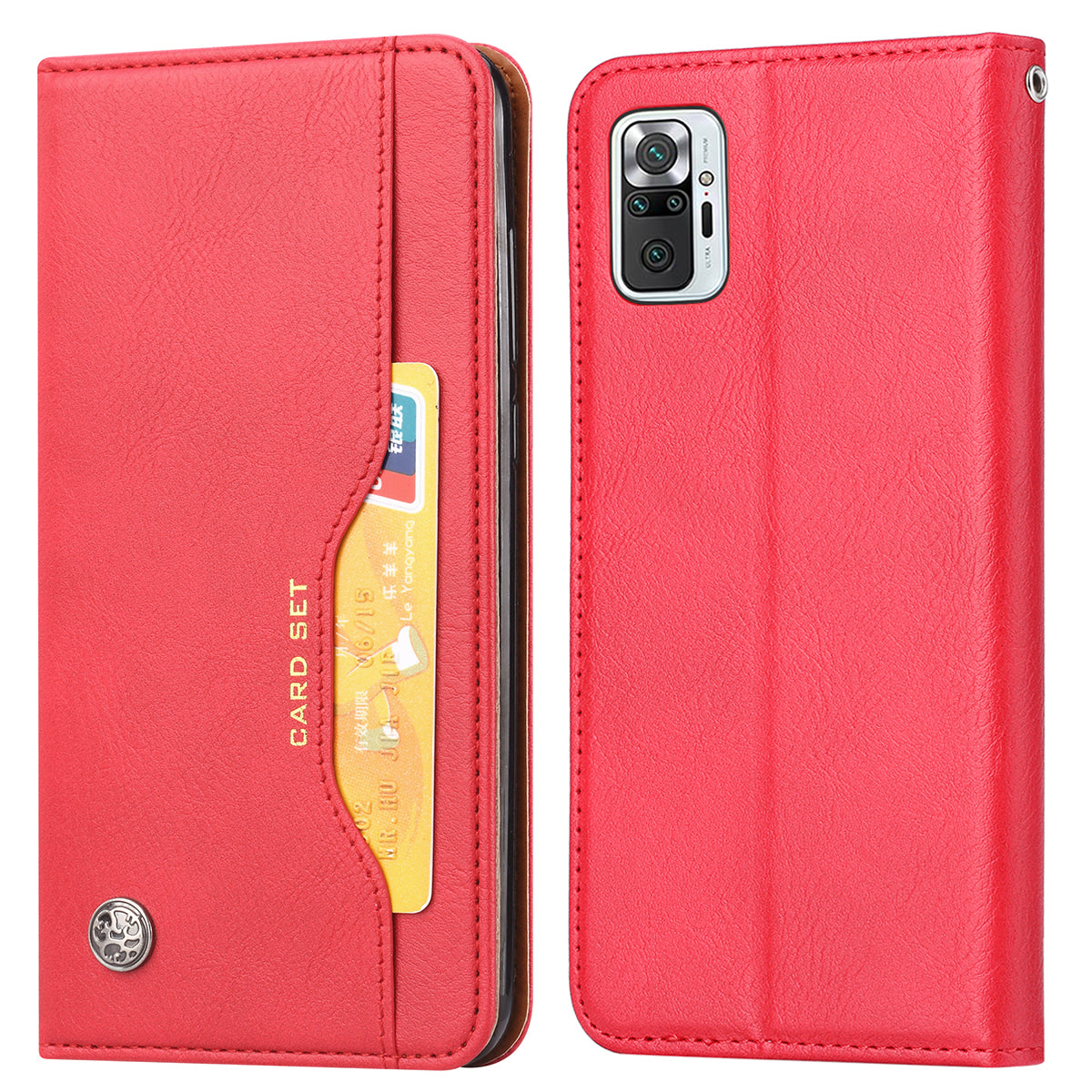 Wallet Stand Auto-absorbed Leather Protector Phone Cover for Xiaomi Redmi Note 10 4G / Redmi Note 10S / Poco M5s 4G