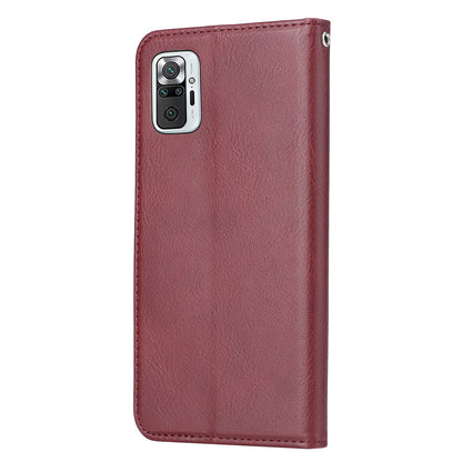 Wallet Stand Auto-absorbed Leather Protector Phone Cover for Xiaomi Redmi Note 10 4G / Redmi Note 10S / Poco M5s 4G