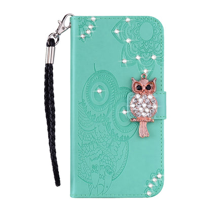 Owl Imprint Rhinestone Decor Leather Phone Cover for Xiaomi Redmi Note 10 5G/Poco M3 Pro 5G/4G