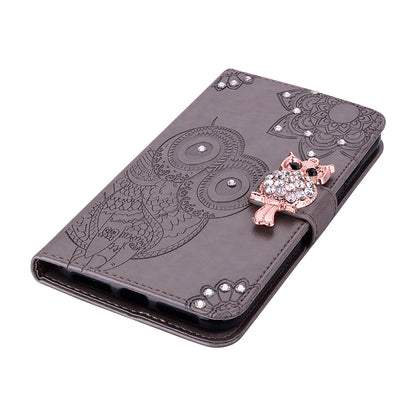 Owl Imprint Rhinestone Decor Leather Phone Cover for Xiaomi Redmi Note 10 5G/Poco M3 Pro 5G/4G
