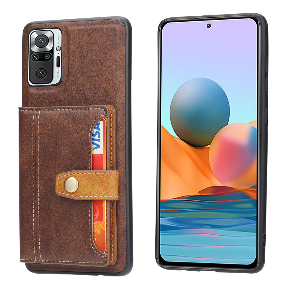 PU Leather Coated TPU Case [Card Slots] [Kickstand] for Xiaomi Redmi Note 10 4G / Redmi Note 10S / Poco M5s 4G