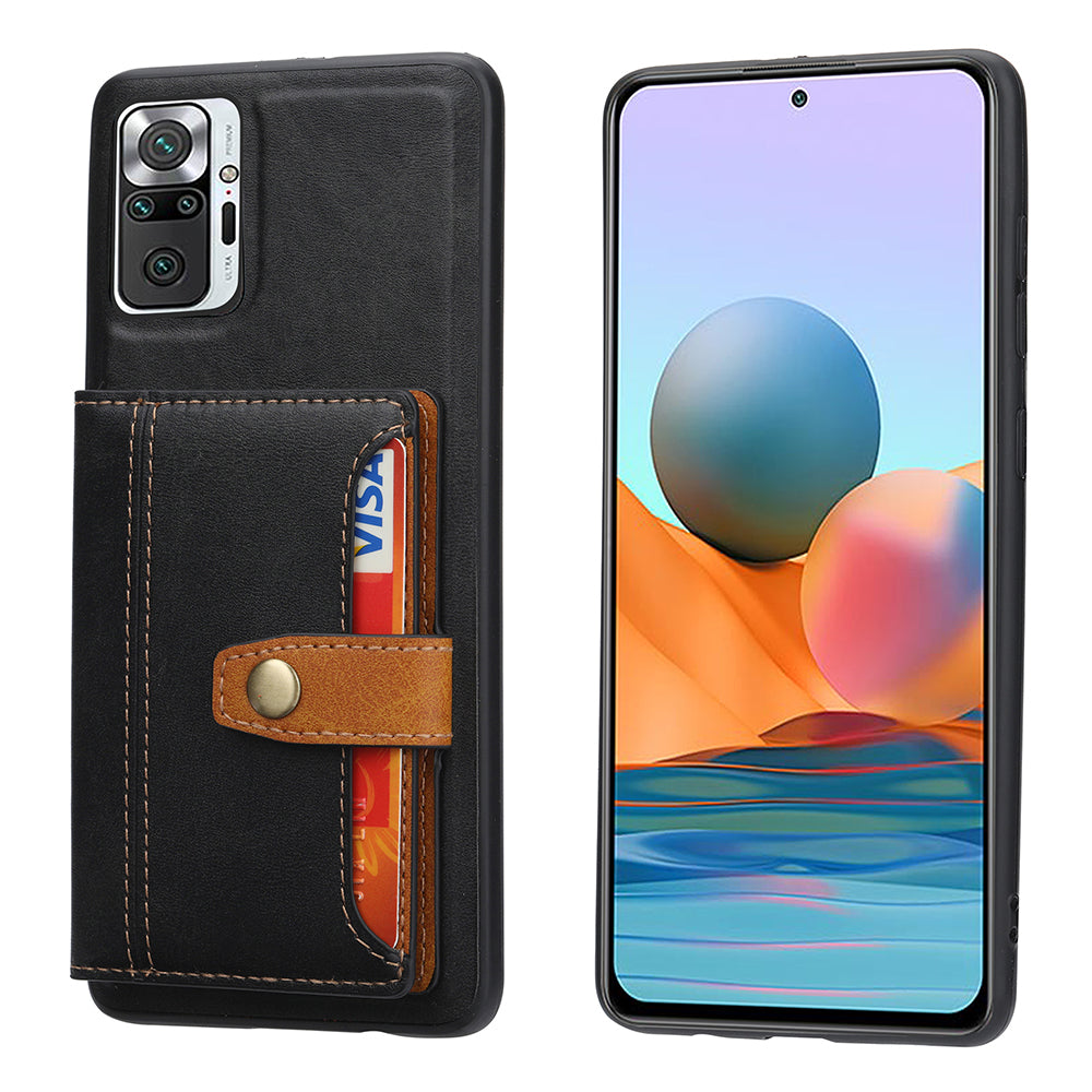 PU Leather Coated TPU Case [Card Slots] [Kickstand] for Xiaomi Redmi Note 10 4G / Redmi Note 10S / Poco M5s 4G