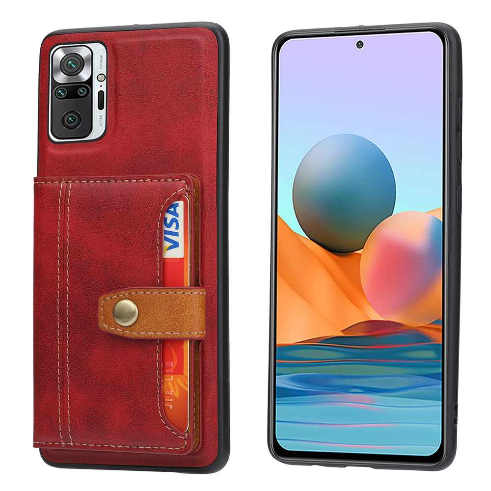 PU Leather Coated TPU Case [Card Slots] [Kickstand] for Xiaomi Redmi Note 10 4G / Redmi Note 10S / Poco M5s 4G