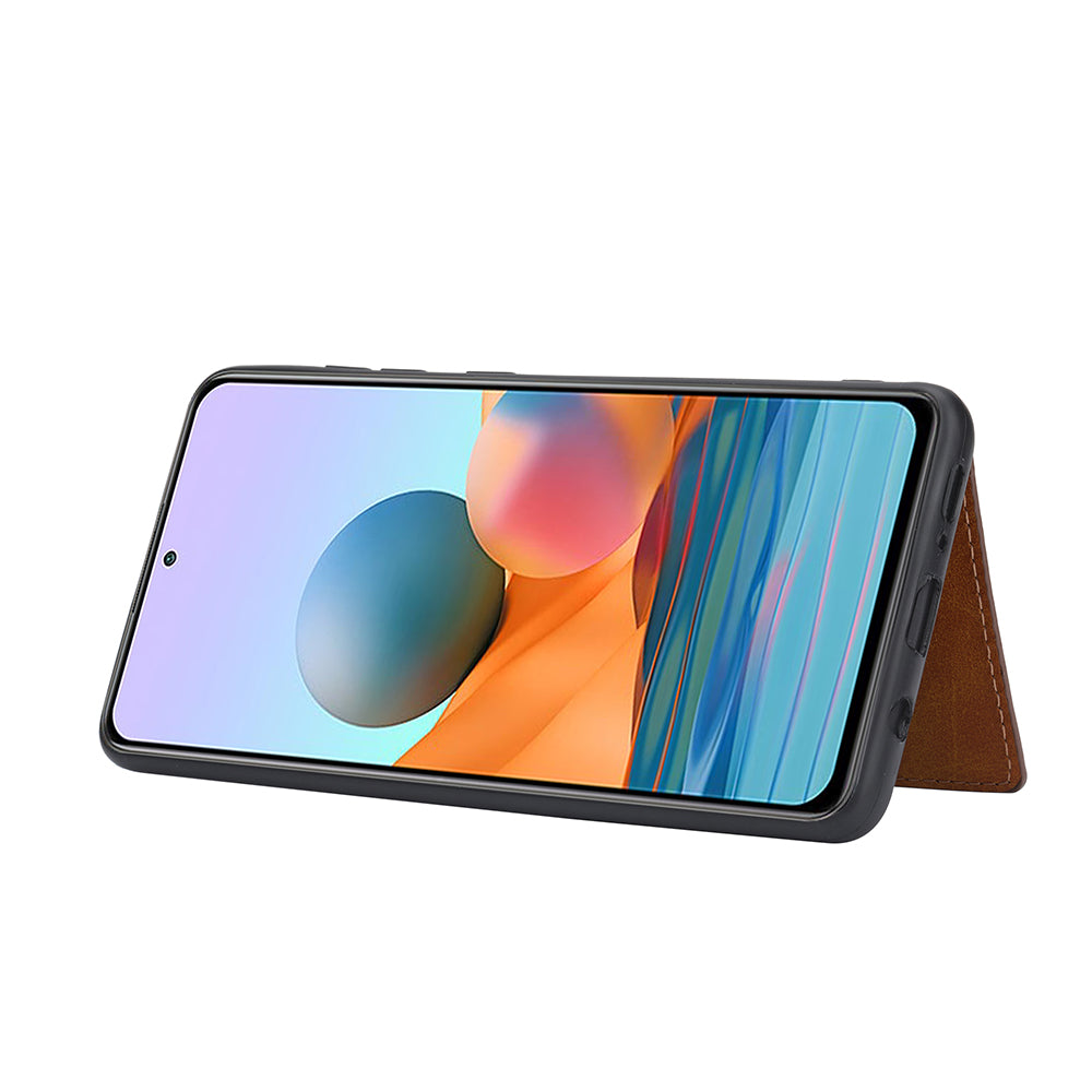 PU Leather Coated TPU Case [Card Slots] [Kickstand] for Xiaomi Redmi Note 10 4G / Redmi Note 10S / Poco M5s 4G
