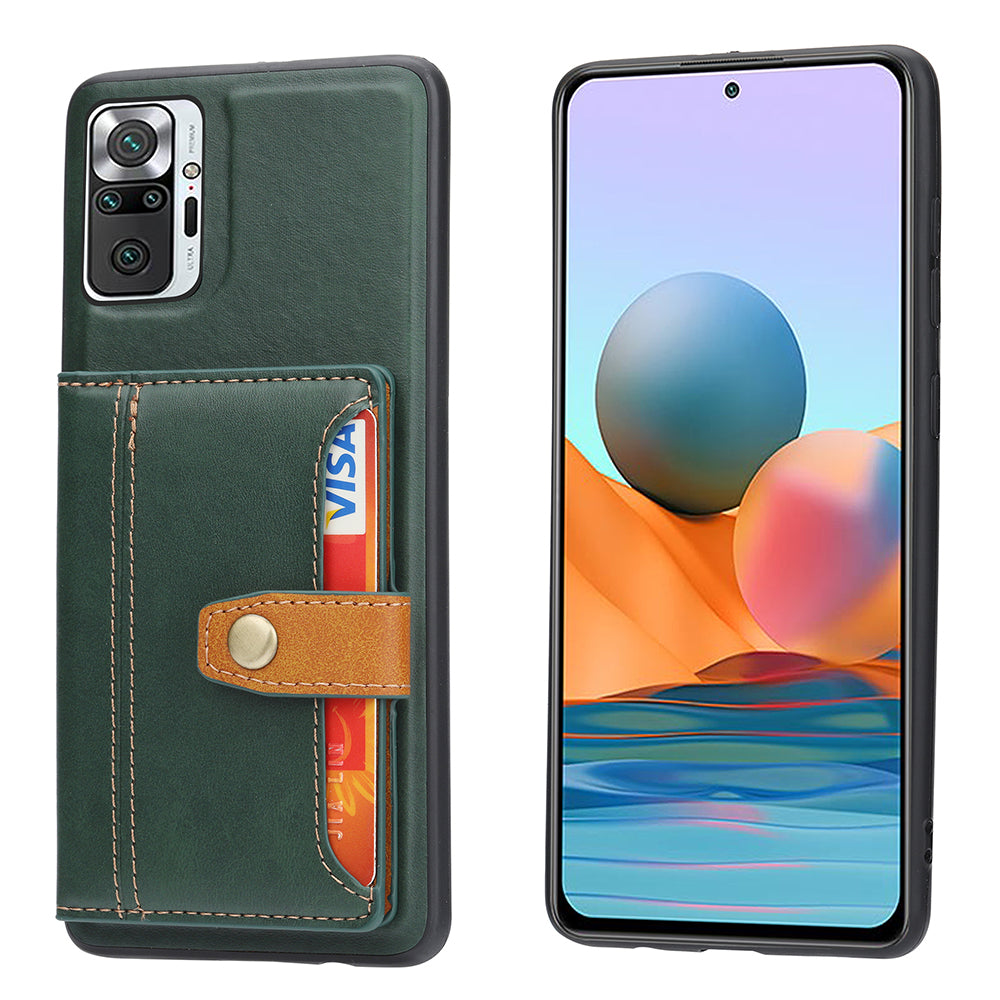 PU Leather Coated TPU Case [Card Slots] [Kickstand] for Xiaomi Redmi Note 10 4G / Redmi Note 10S / Poco M5s 4G