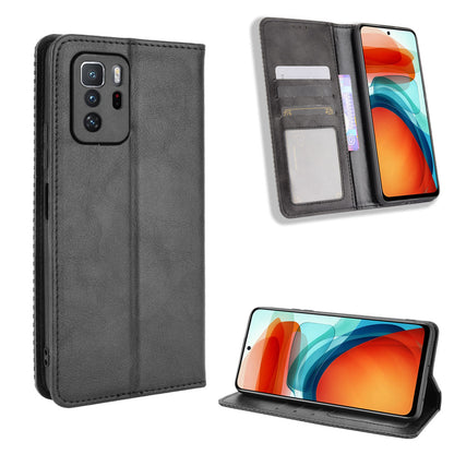 Magnetic Auto-absorbed Retro Style Wallet Stand Design Phone Case Shell for Xiaomi Redmi Note 10 Pro 5G (China) / Xiaomi Poco X3 GT