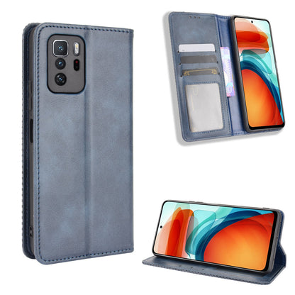 Magnetic Auto-absorbed Retro Style Wallet Stand Design Phone Case Shell for Xiaomi Redmi Note 10 Pro 5G (China) / Xiaomi Poco X3 GT
