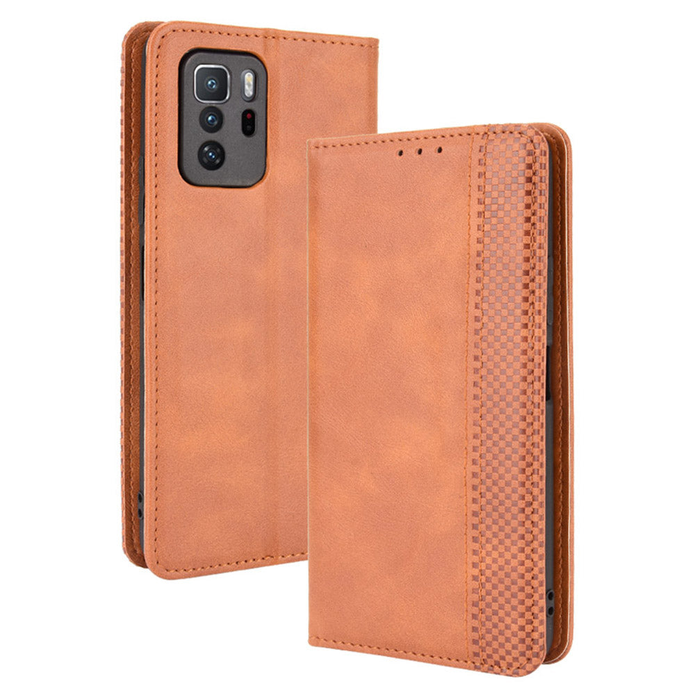 Magnetic Auto-absorbed Retro Style Wallet Stand Design Phone Case Shell for Xiaomi Redmi Note 10 Pro 5G (China) / Xiaomi Poco X3 GT